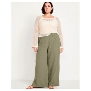 Old Navy High Rise Wide Leg Gauzy Pants XL Green Coastal Beach Travel Resort